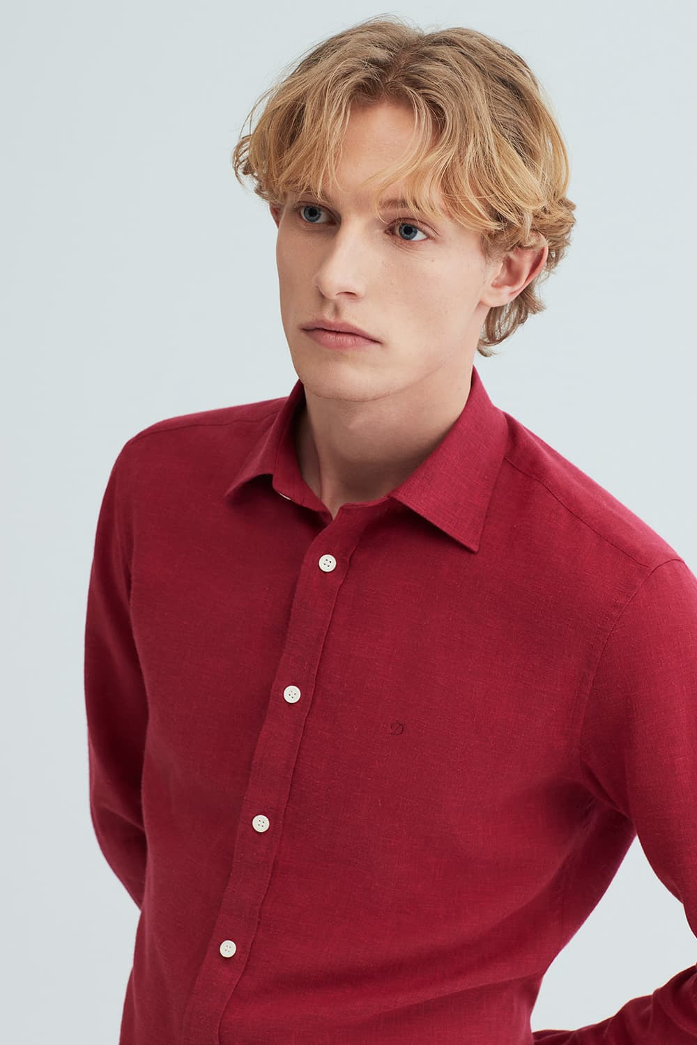 린넨 카라 루프탭 트리콜로르 955 컴포터블 셔츠 레드 SE6SM22LS955SRD