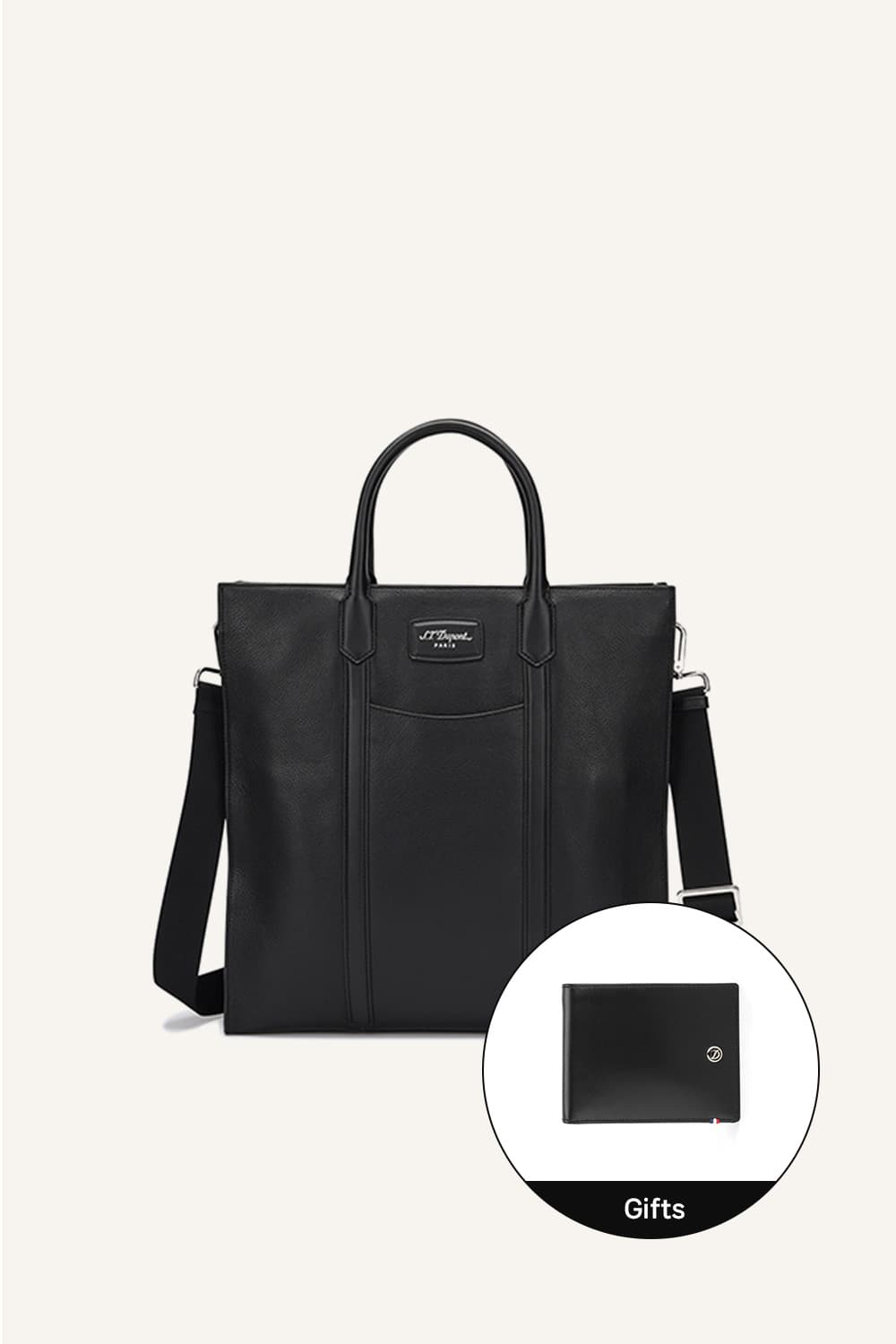 [Gift Set] 그레인레더 버티컬 토트백+라인D 엘리제 6CC 지갑