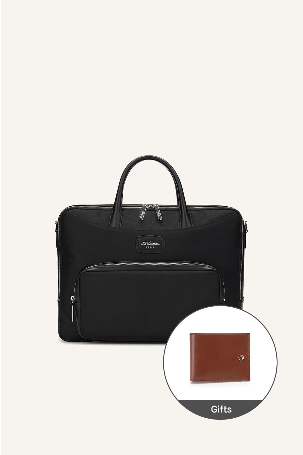 [Gift Set] 레더 나일론 도큐먼트 홀더+라인D 엘리제 6CC 지갑