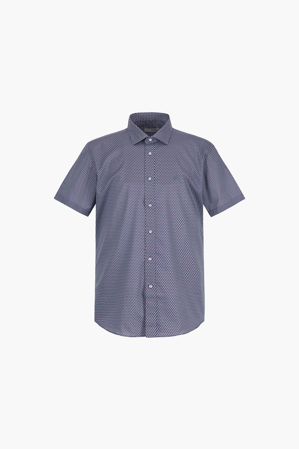 롬버스 모티브 프린트 204 비즈니스 반팔 셔츠 와인 SE4MM11HS204SWN