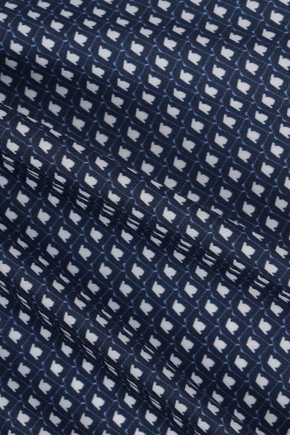 플라워 모티브 프린트 203 비즈니스 반팔 셔츠 네이비 SE4MM11HS203SNY