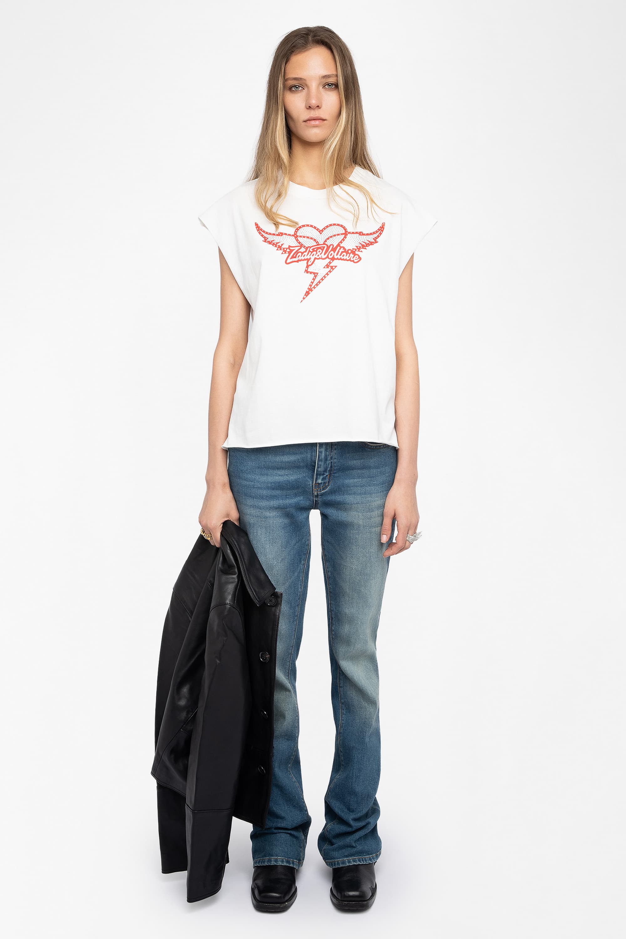 Cloe Heart Wings Strass T-Shirt