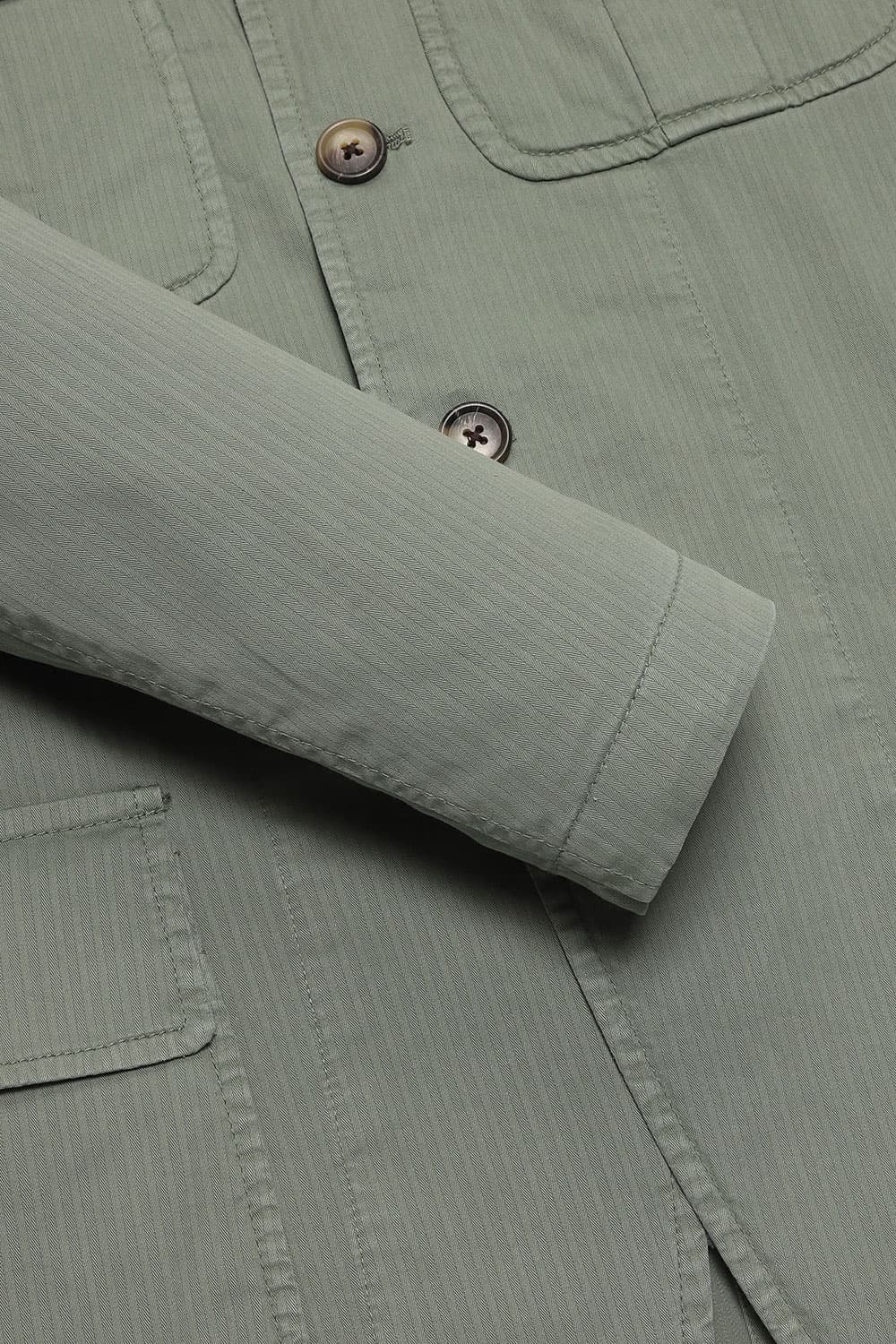 코튼 빅버튼 포켓 901 그린 하프 코트