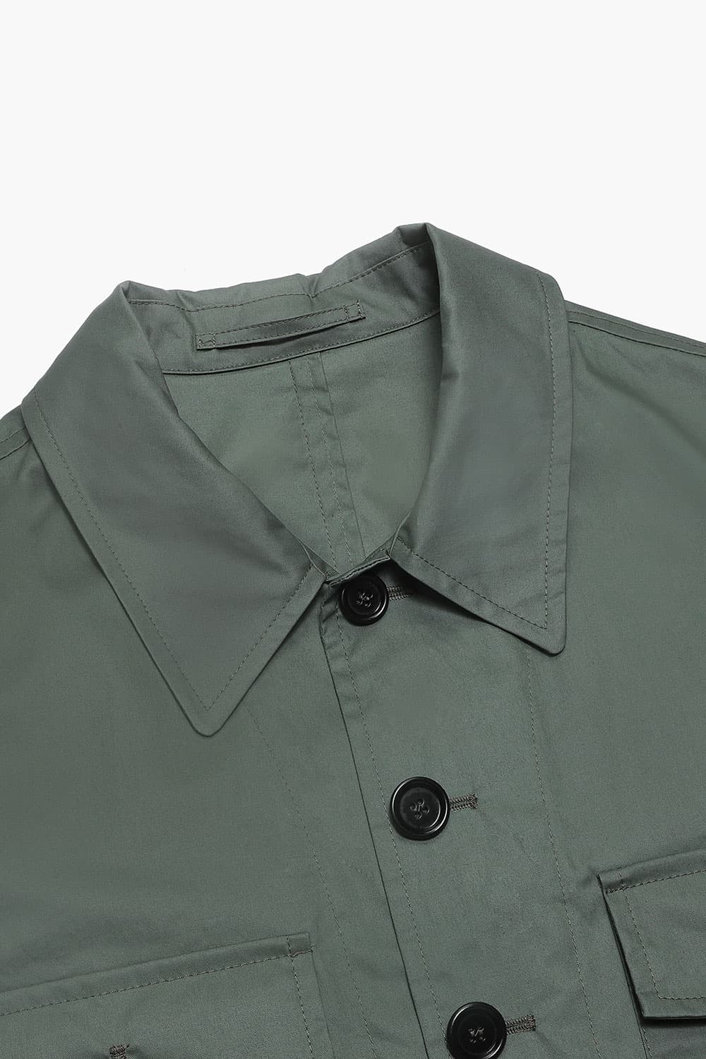 왁스 코튼 빅버튼 포켓 805 블루그린 하프 코트