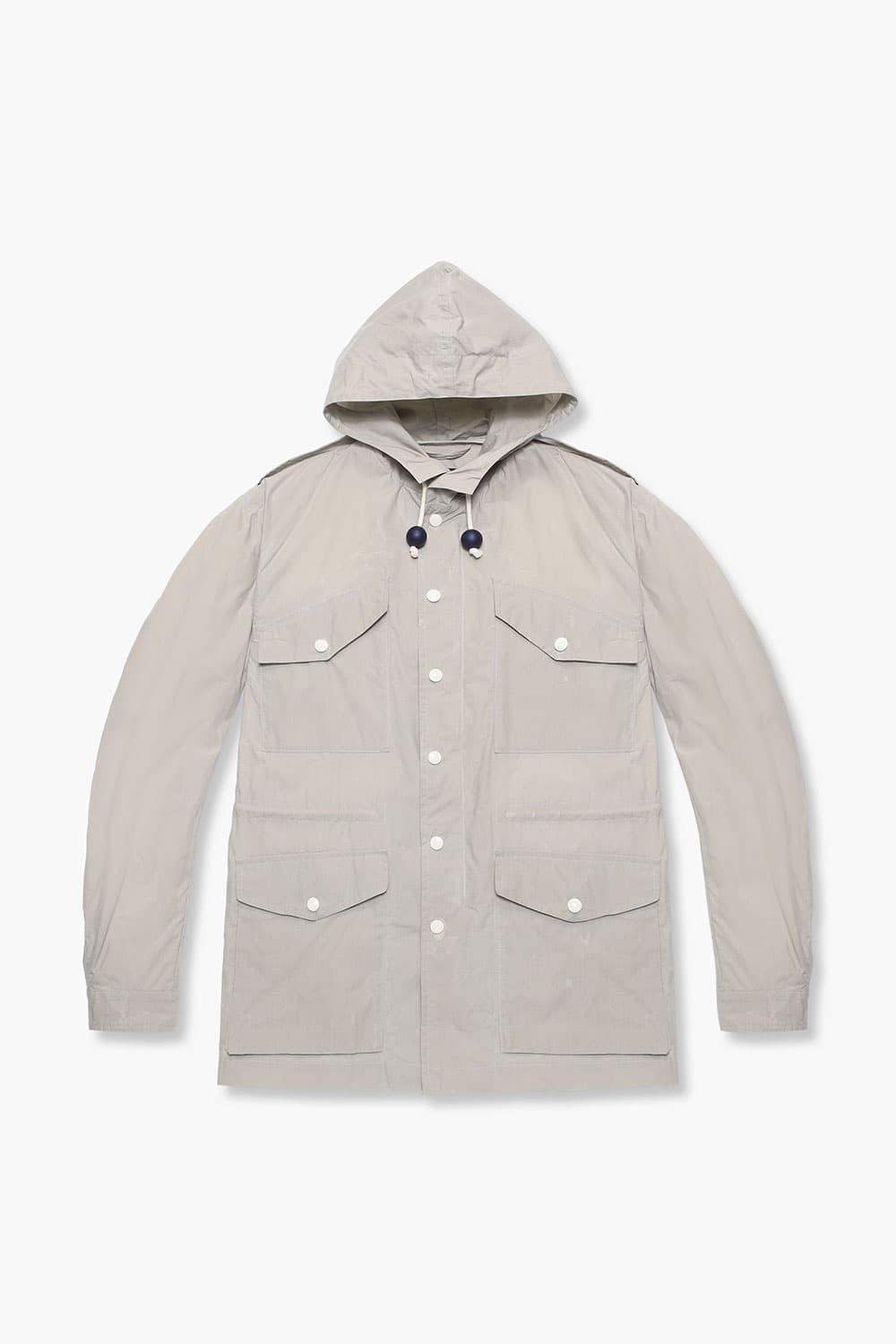 왁스 코튼 후드 804 라이트베이지 하프 코트