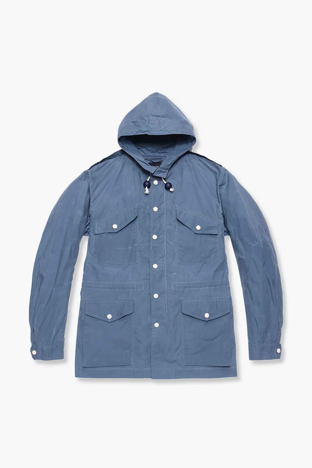 왁스 코튼 후드 804 블루 하프 코트