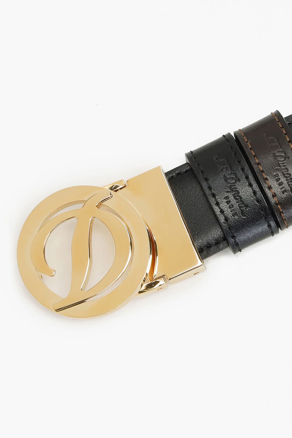 D 로고 라운드 버클 리버서블 벨트 골드 30MM 블랙/브라운 CJ8450120B