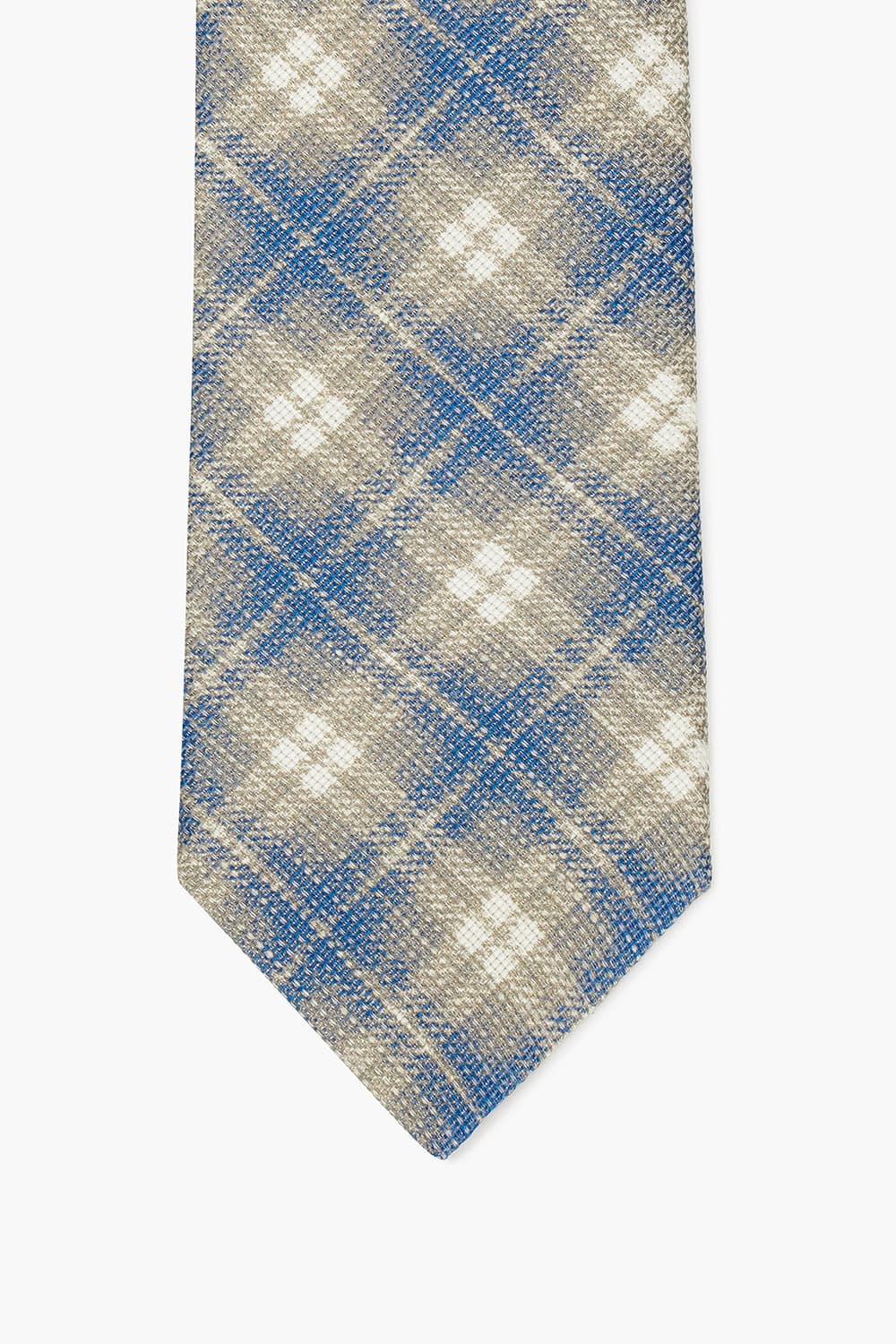 실크 린넨믹스 브라운 블루체크 넥타이 RD7SMBBTI110R77