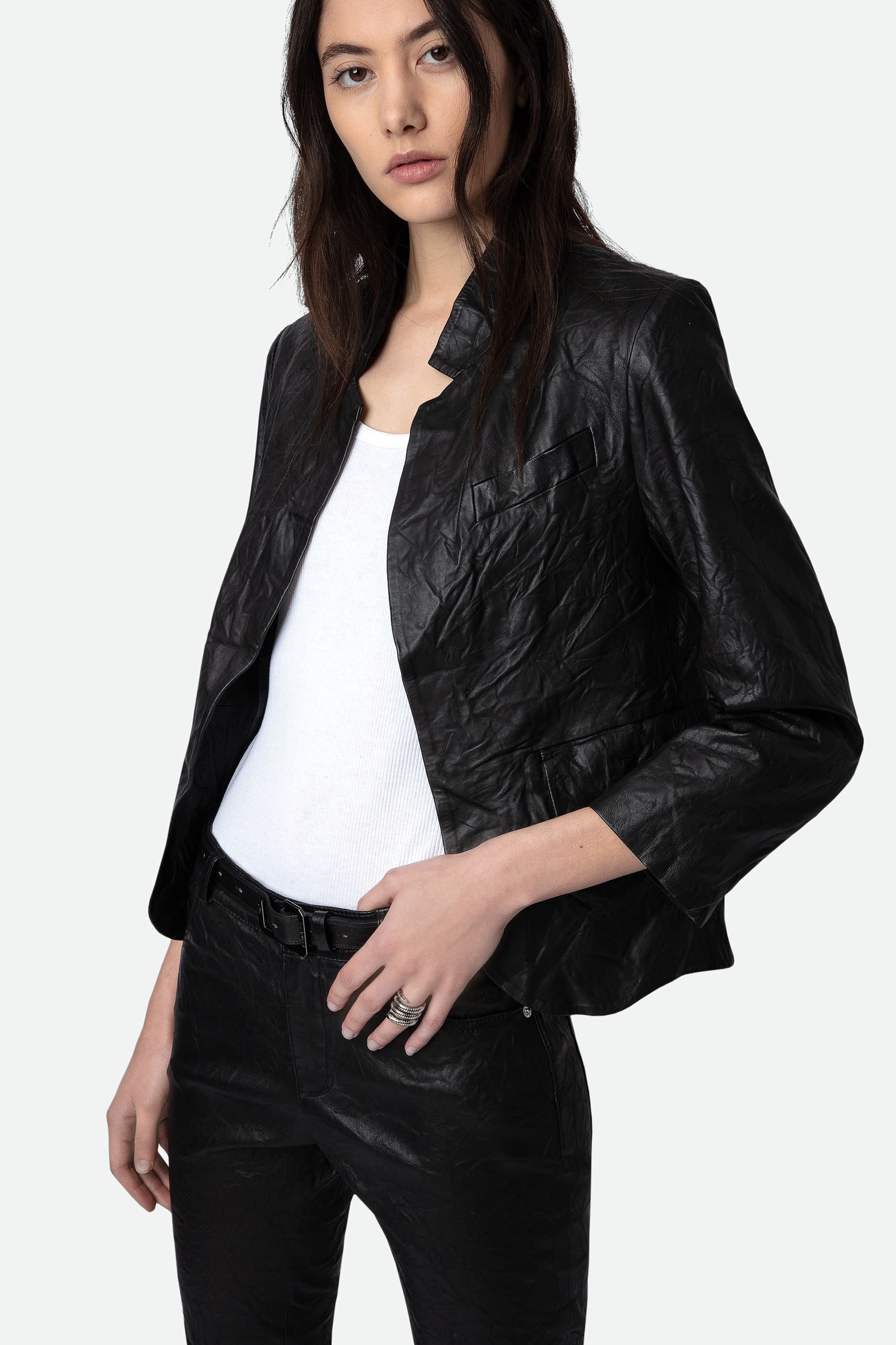 Verys Crinkled Leather Jacket