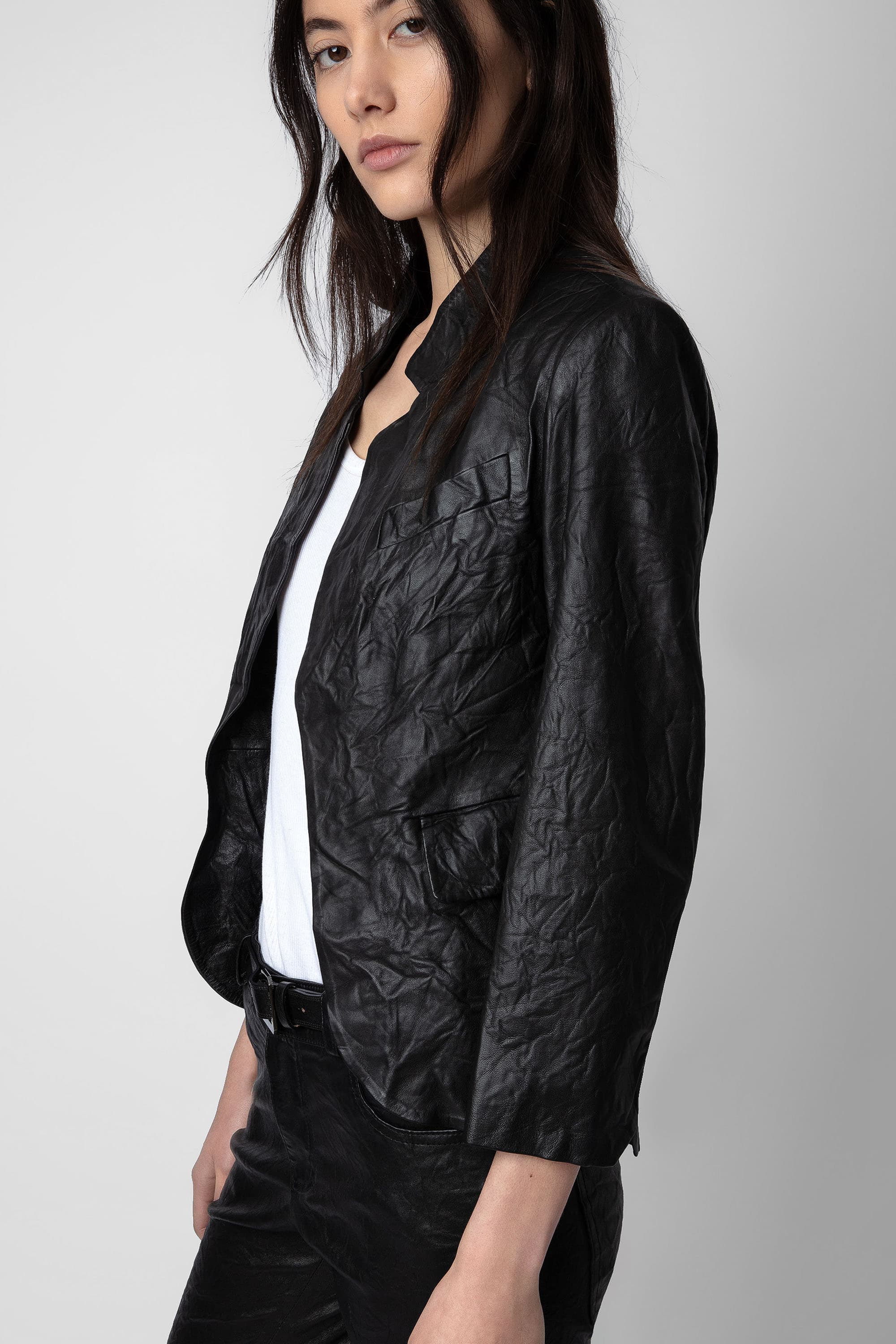 Verys Crinkled Leather Jacket