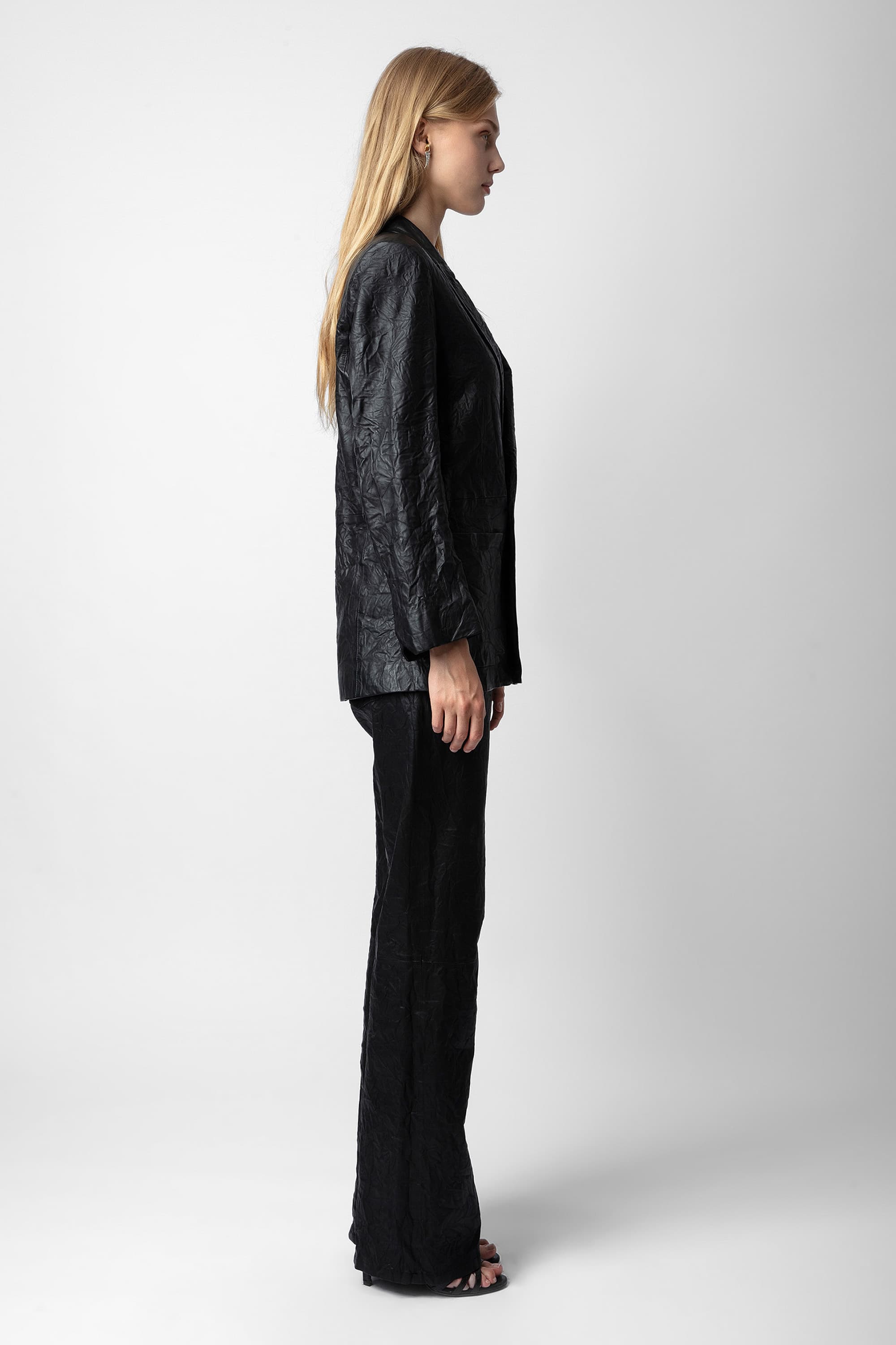 Visko Crinkled Leather Blazer