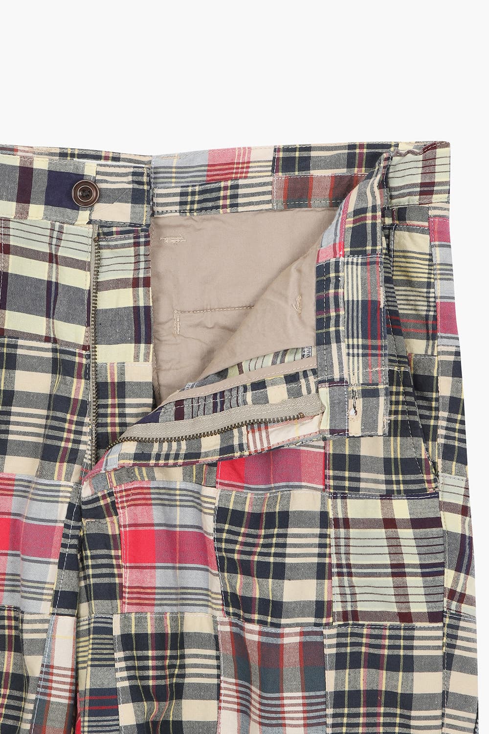 코튼 체크 존 하프팬츠 (셋업) 베이지/핑크 QE5SMHTPT501Q00