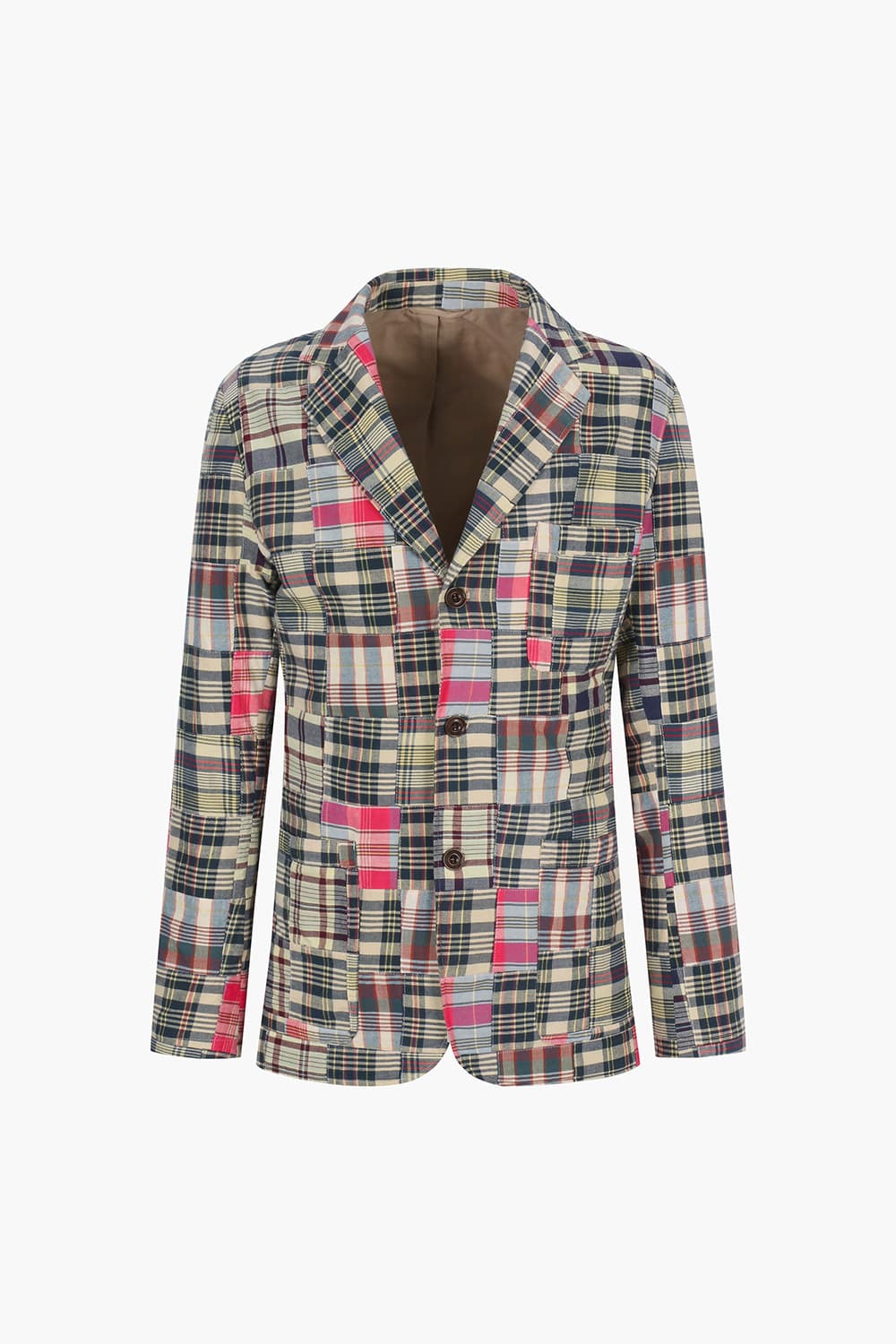 코튼 체크 존 자켓 (셋업) 베이지/핑크 QE5SMHTJA103Q00