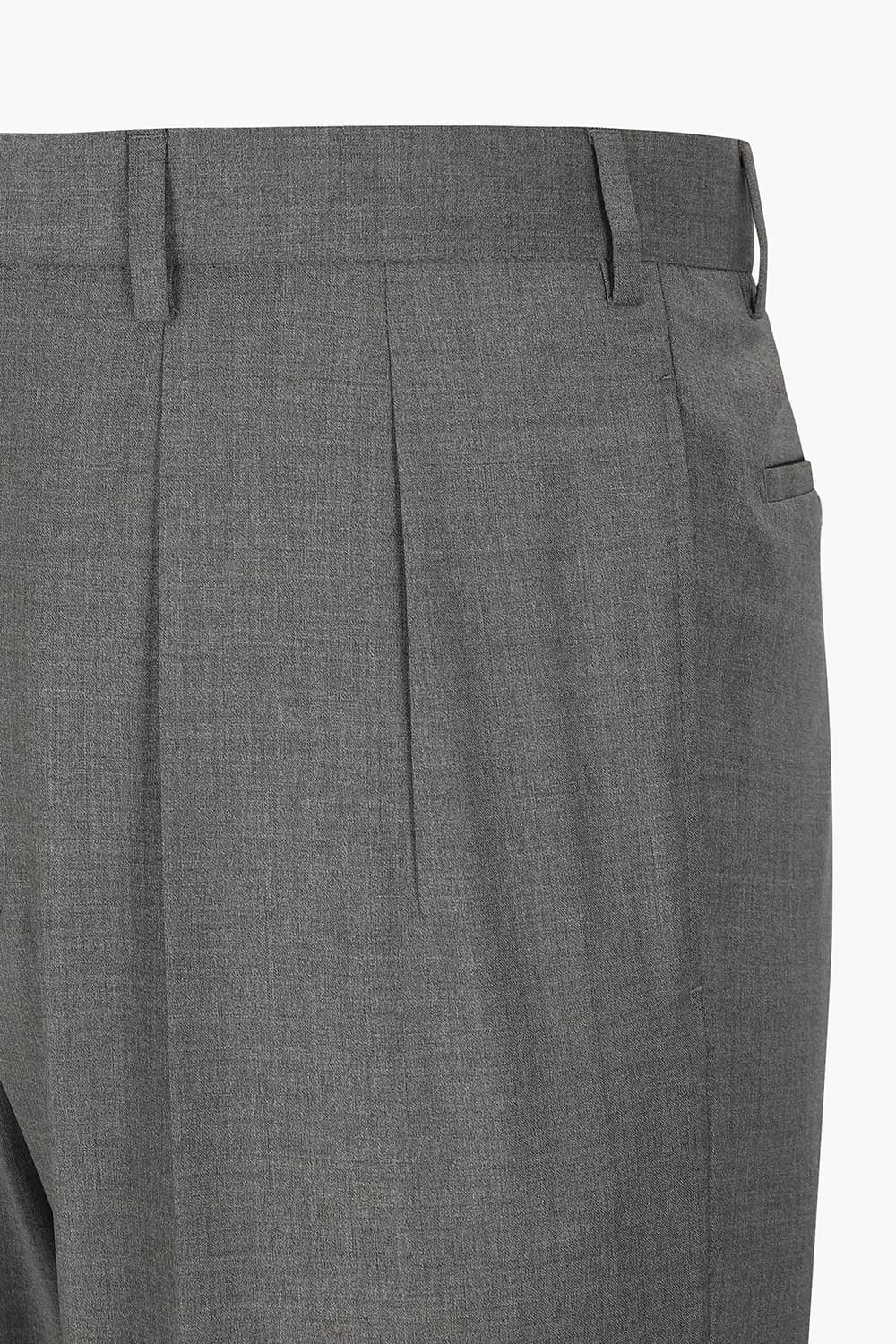 스트레치 울 블렌드 투 턱 팬츠 그레이 QE5SMBZPT101Q93