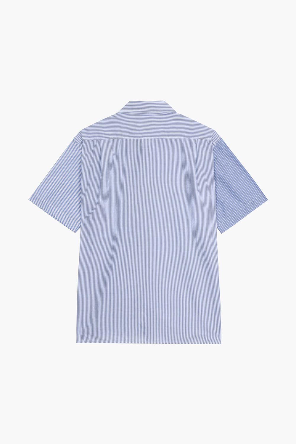 코튼 스트라이프 패치워크 반소매 셔츠 BD2201507