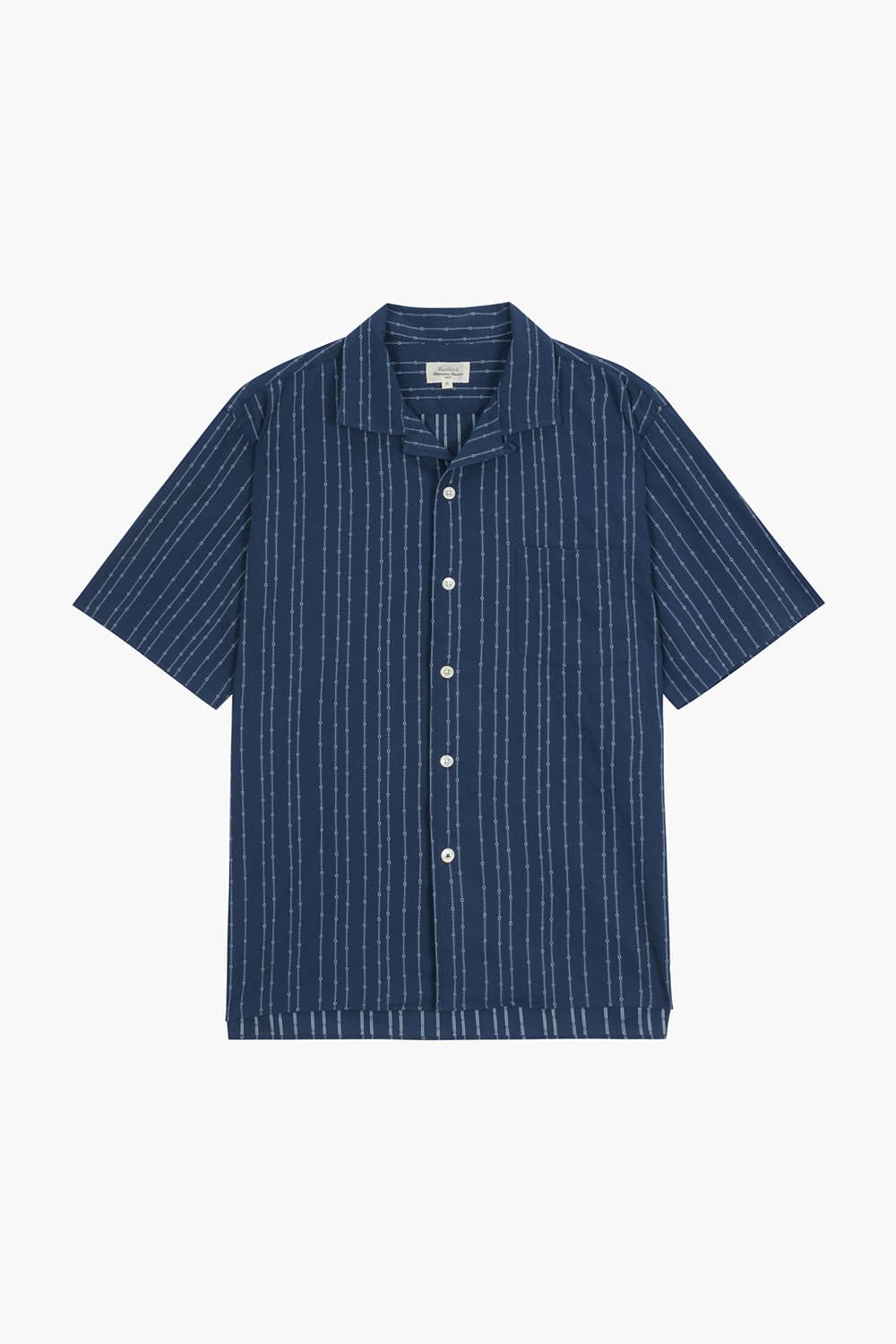 코튼 일러스트 스프라이프 테일러드 카라 반소매 셔츠 BD1401301