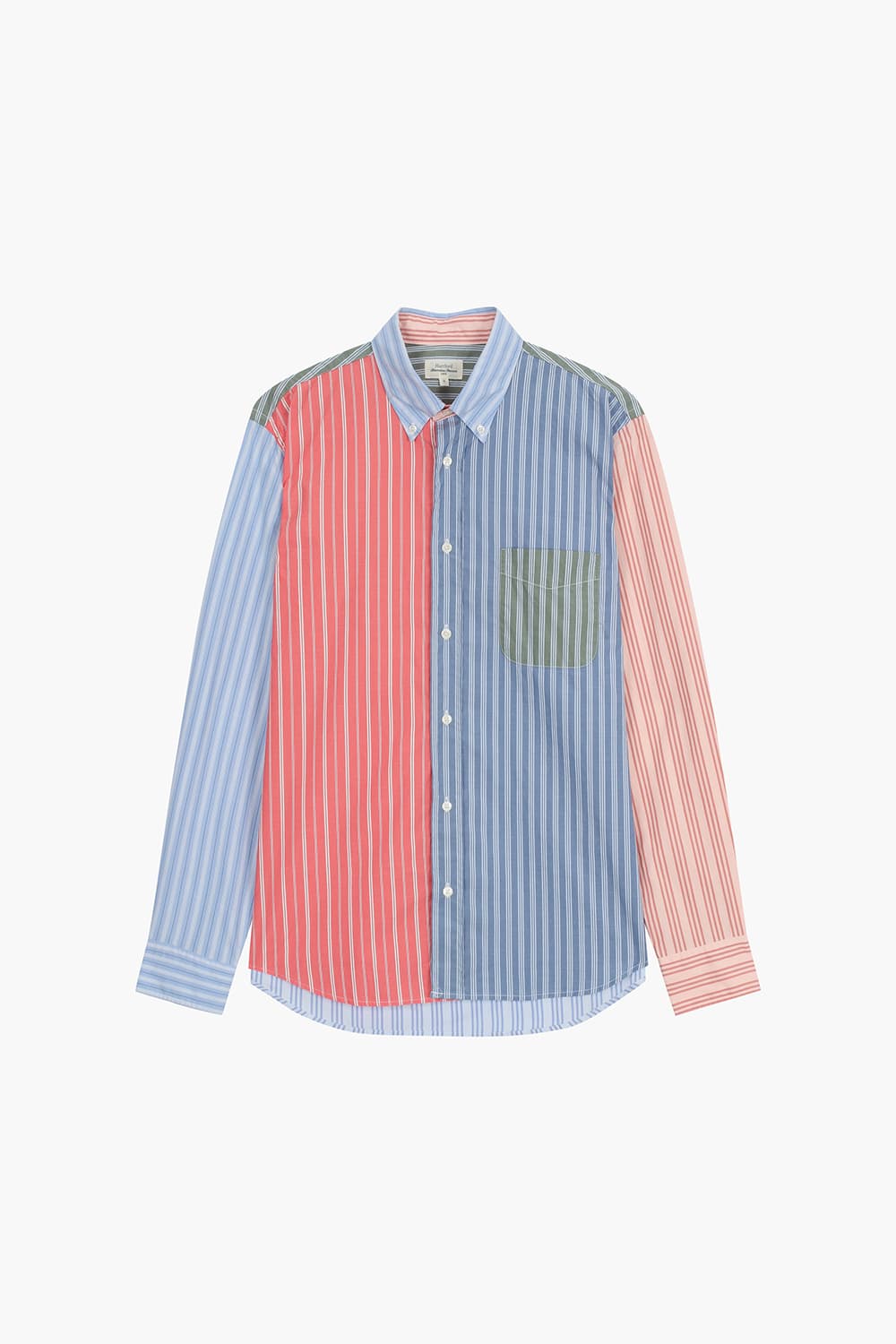 PITT 코튼 스트라이프 패치워크 셔츠 BD1601607