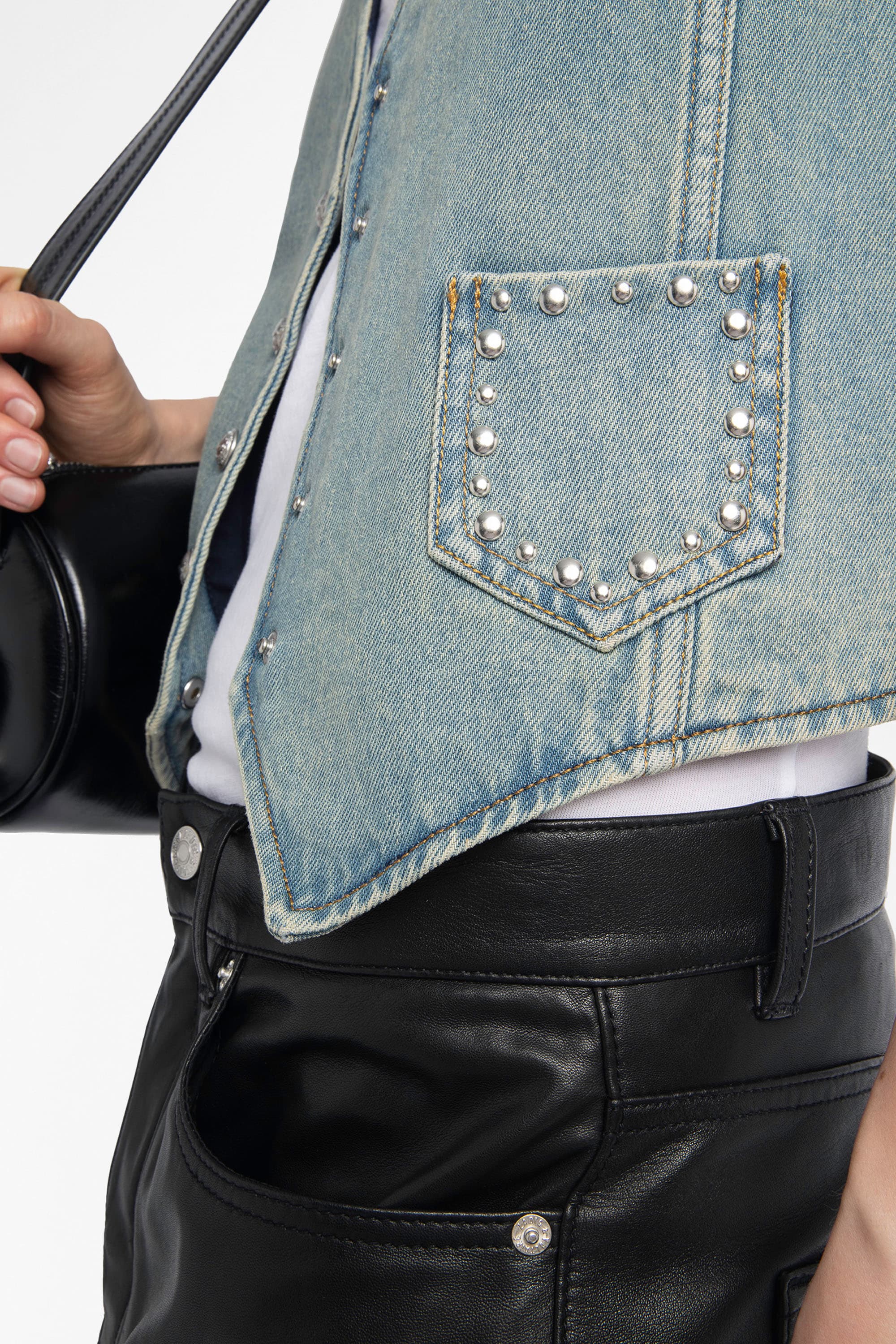 Gillier Denim Studs Vest