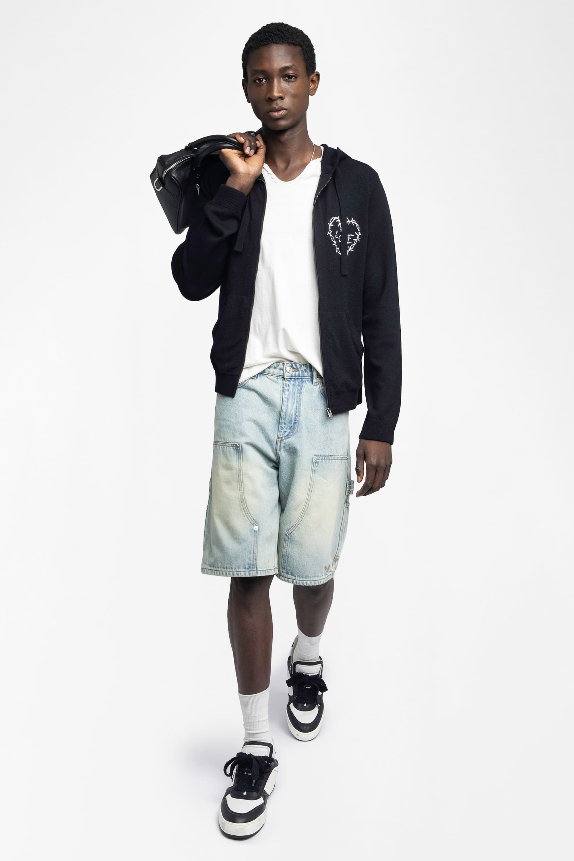 Clash Heart Zip-Up Cardigan