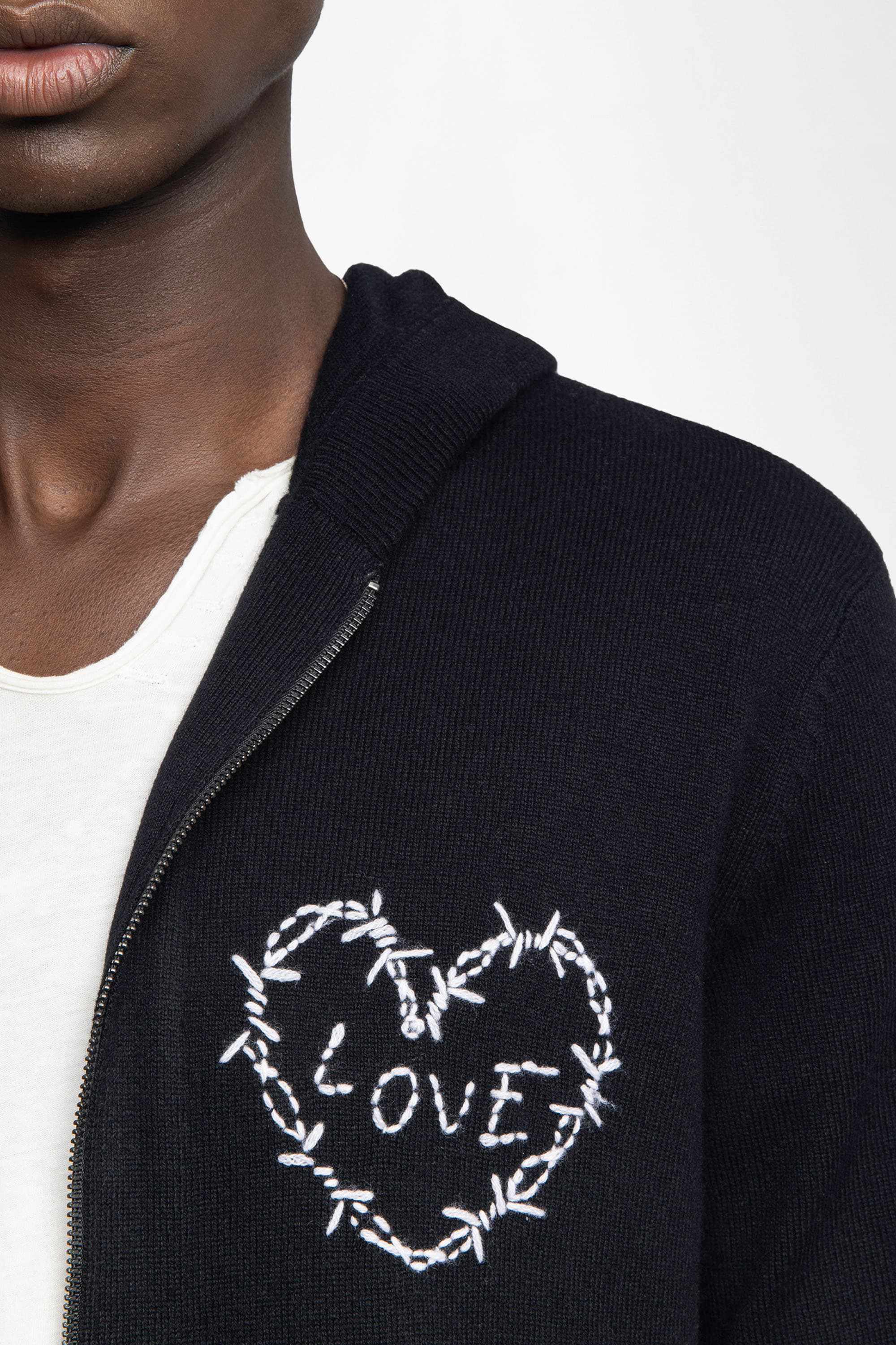 Clash Heart Zip-Up Cardigan