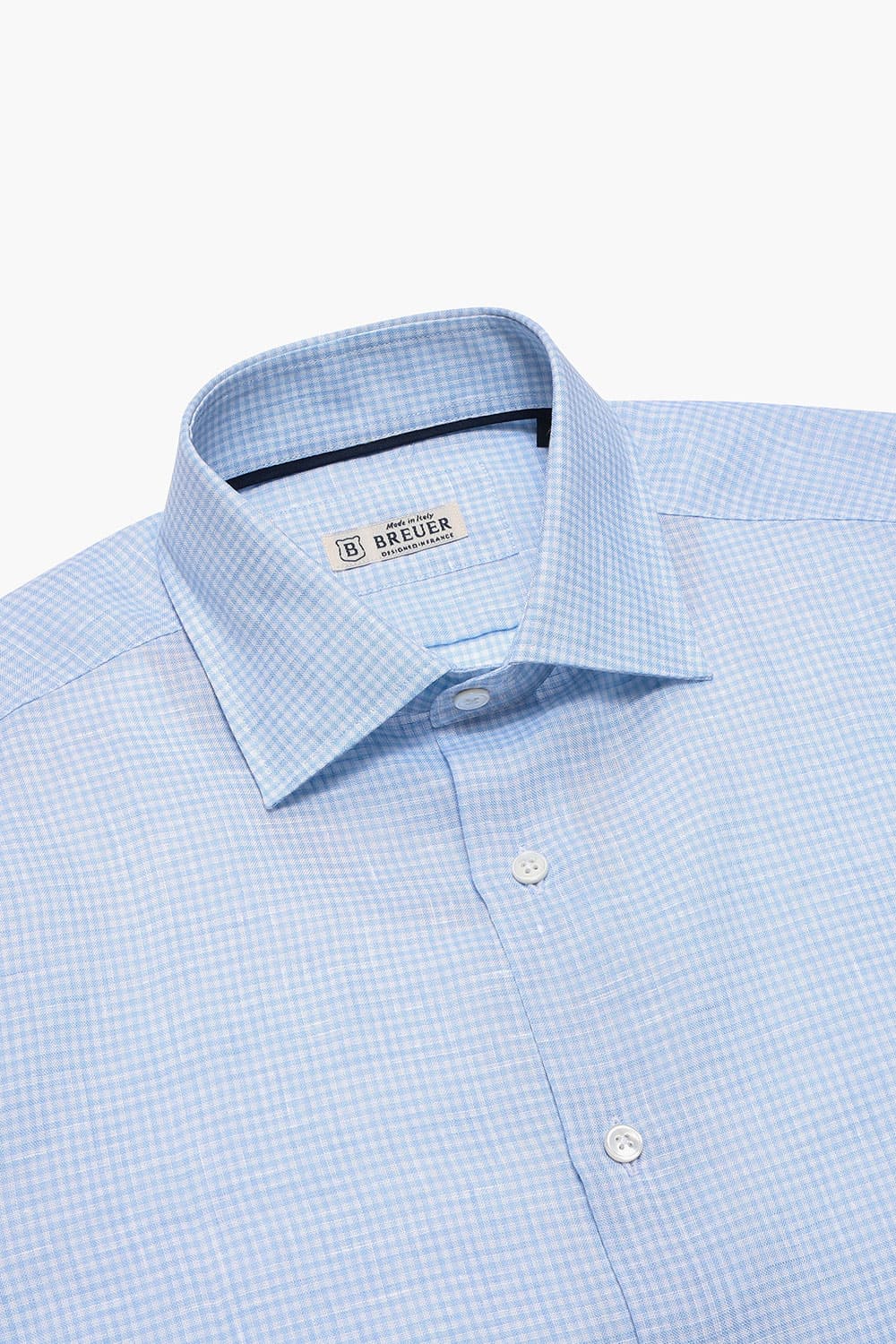 린넨 마이크로깅엄체크 셔츠 블루 RE3SMBASH104R63