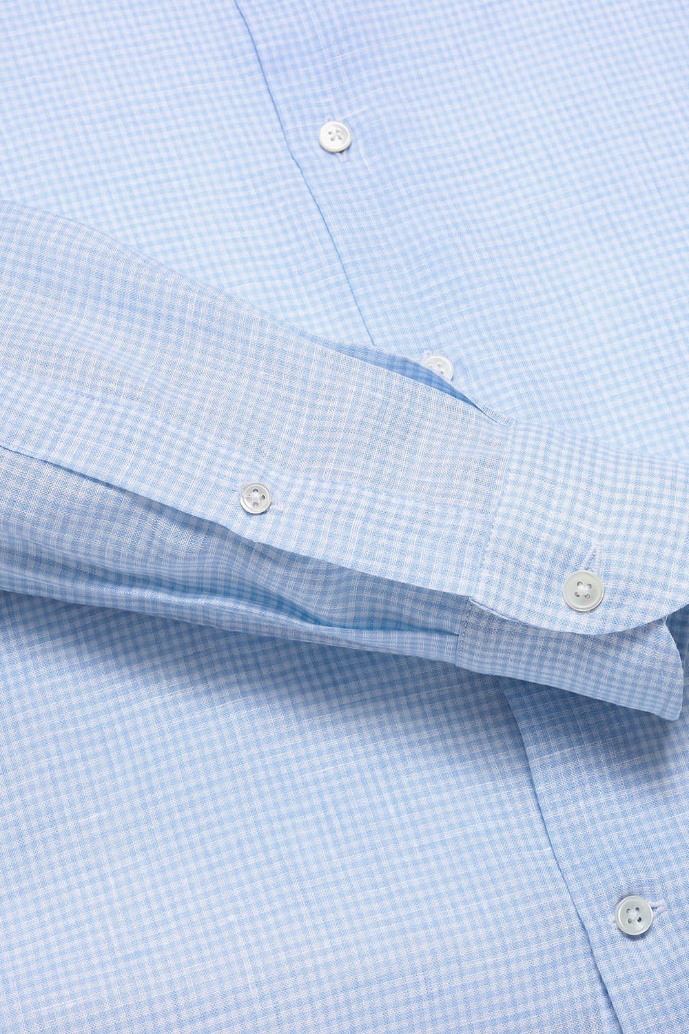 린넨 마이크로깅엄체크 셔츠 블루 RE3SMBASH104R63