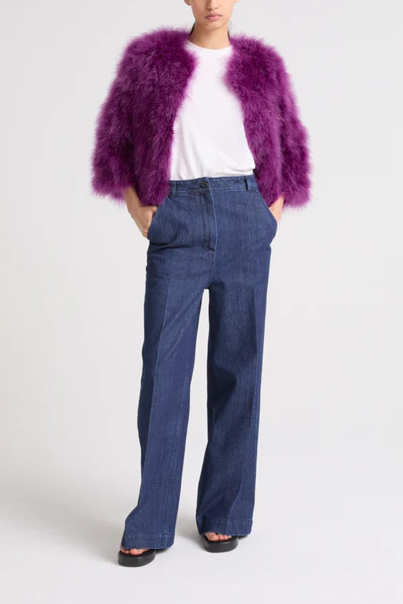 숏 퍼 깃털 자켓 CE5SFFUJA005C75