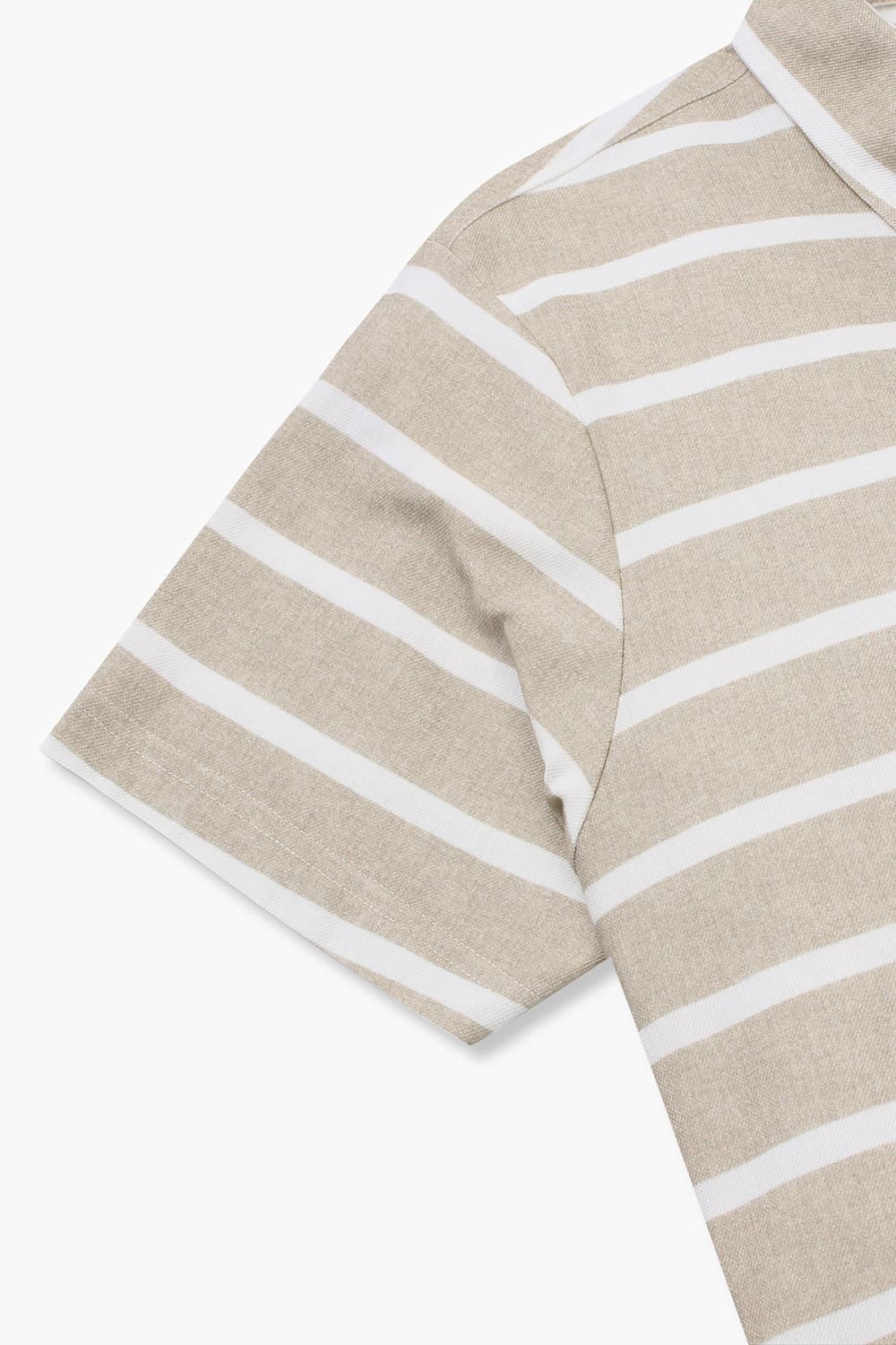 코튼 스트라이프 버튼 다운 반소매 티셔츠 65011NCP462209