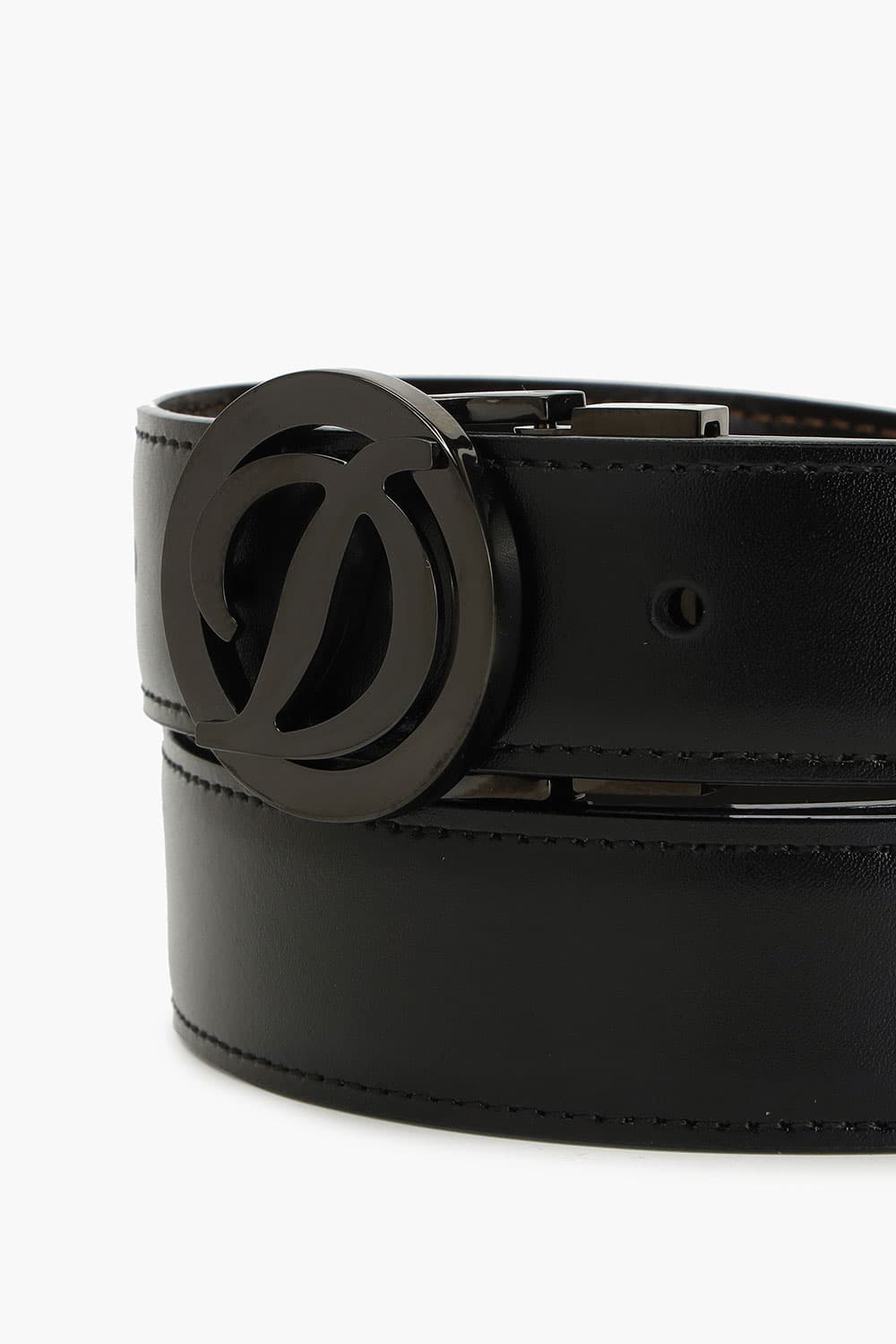 D 로고 라운드 버클 리버서블 벨트 블랙 30MM 블랙/브라운 CJ8460120B