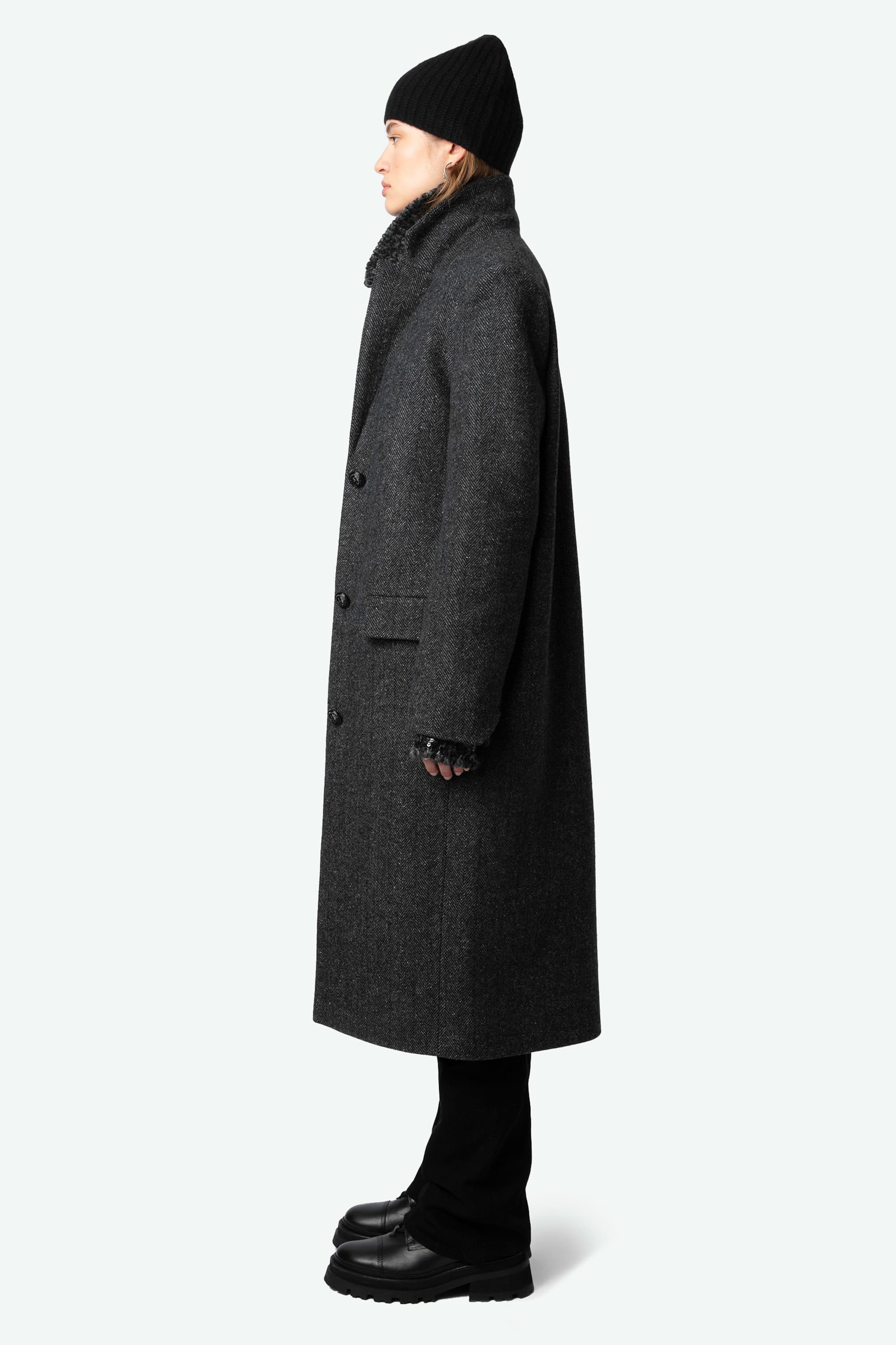 Mio Chevron Wool Coat