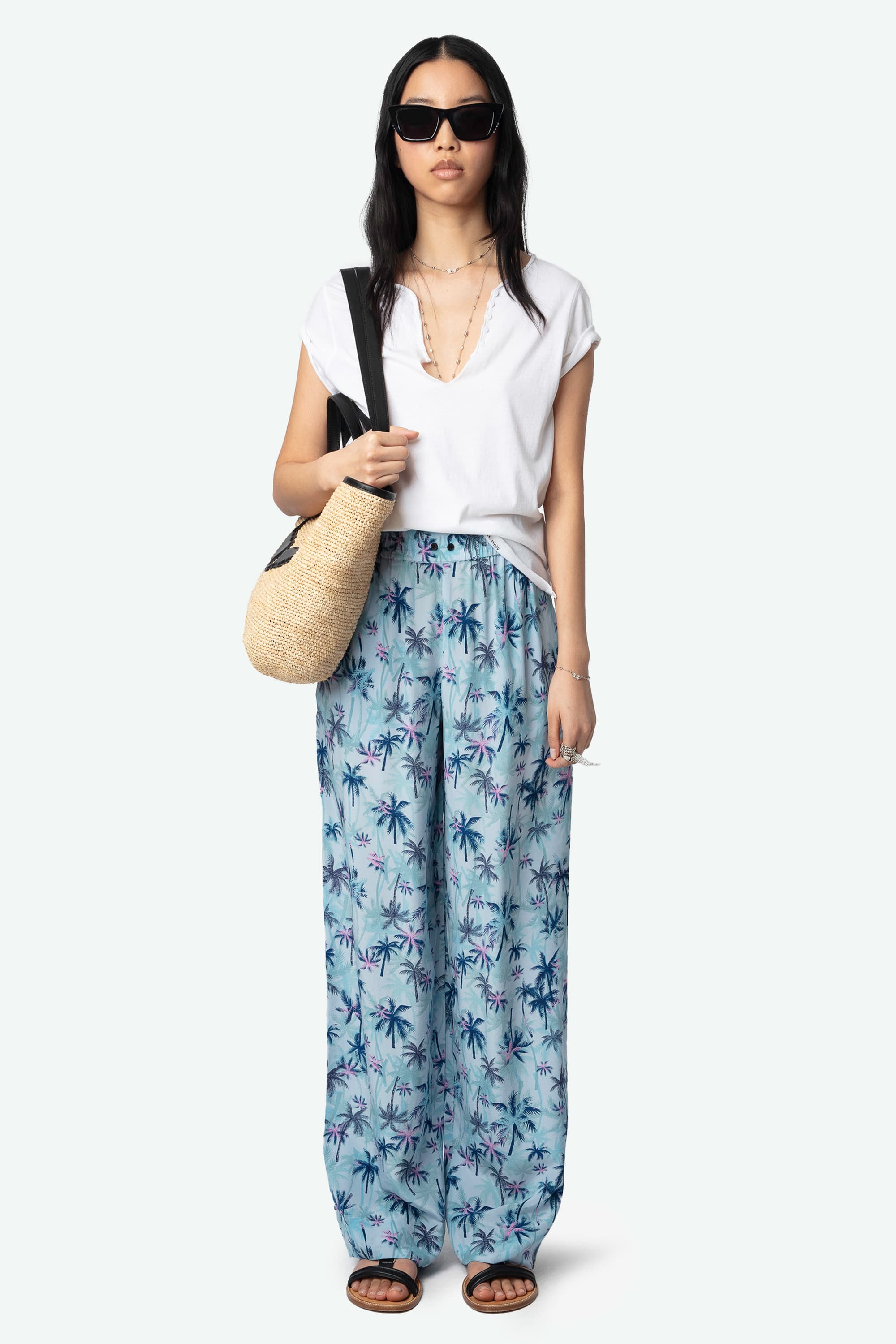 Pin Palm Silk Pants