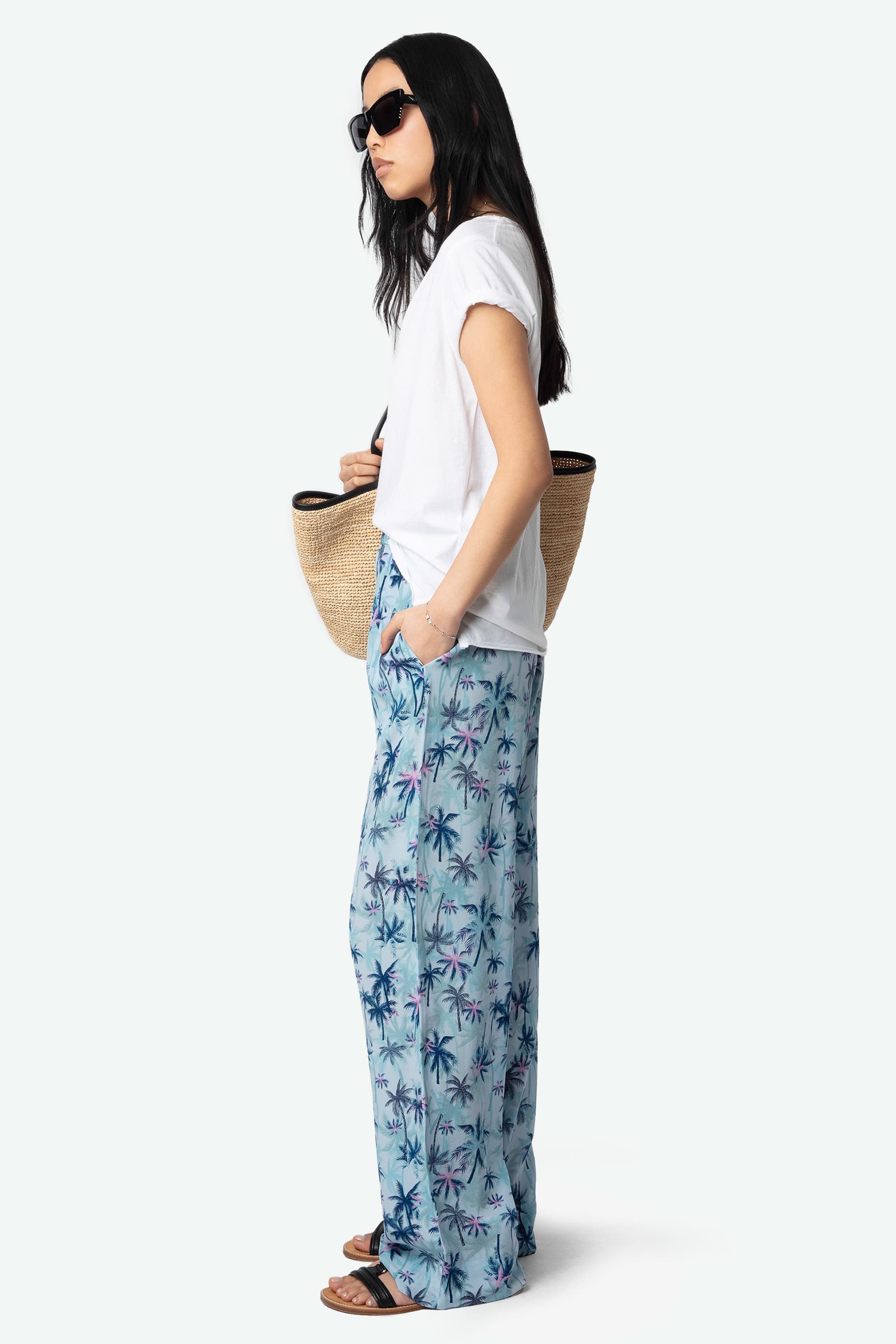 Pin Palm Silk Pants