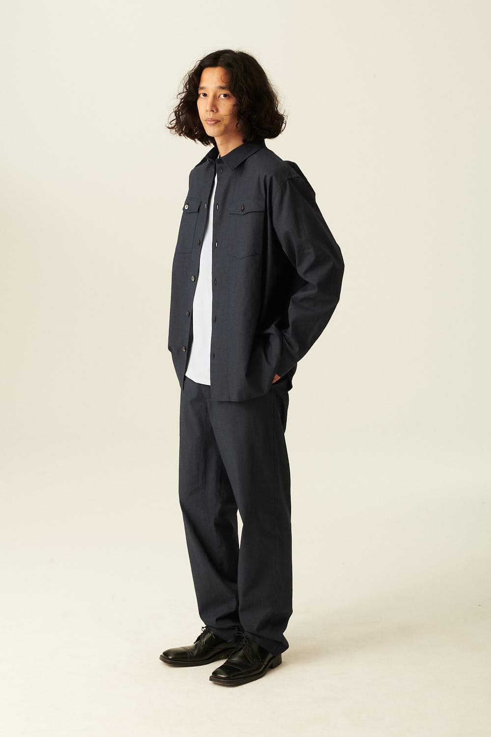 SEFTON 린넨 버튼 다운 투 포켓 셔츠