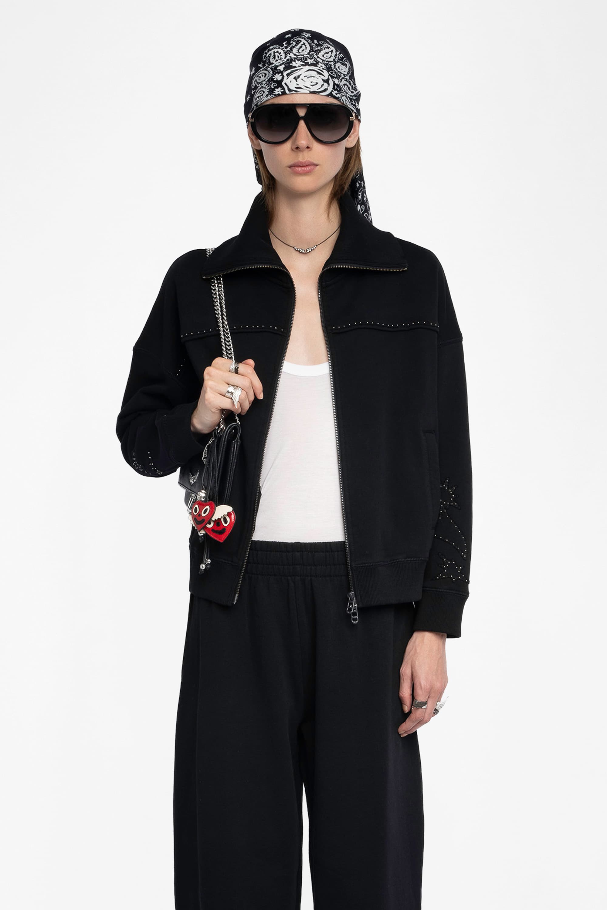 Milly Zip-Up Studs Cardigan