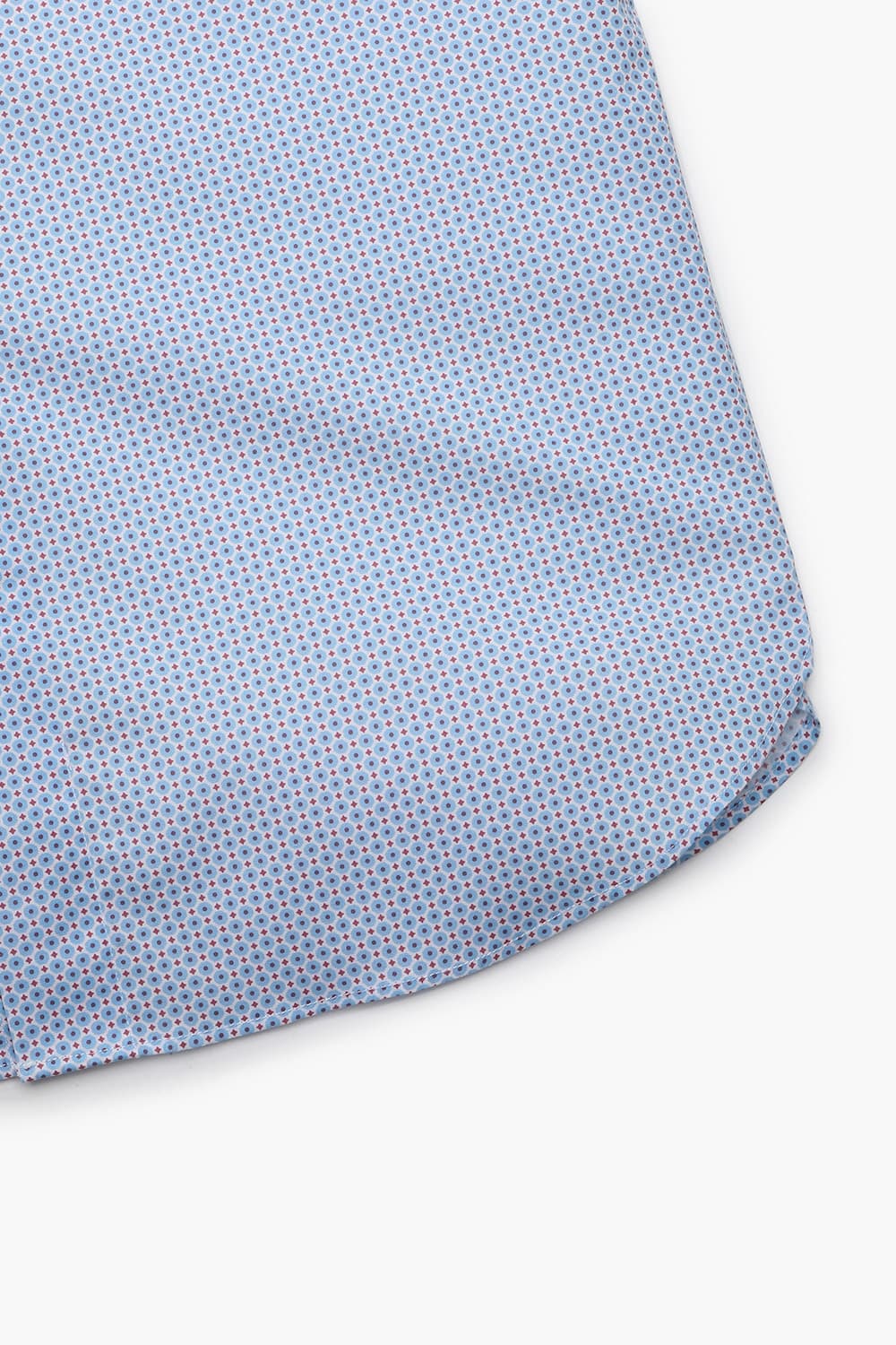 코튼 도트 패턴 851 블루 반소매 셔츠