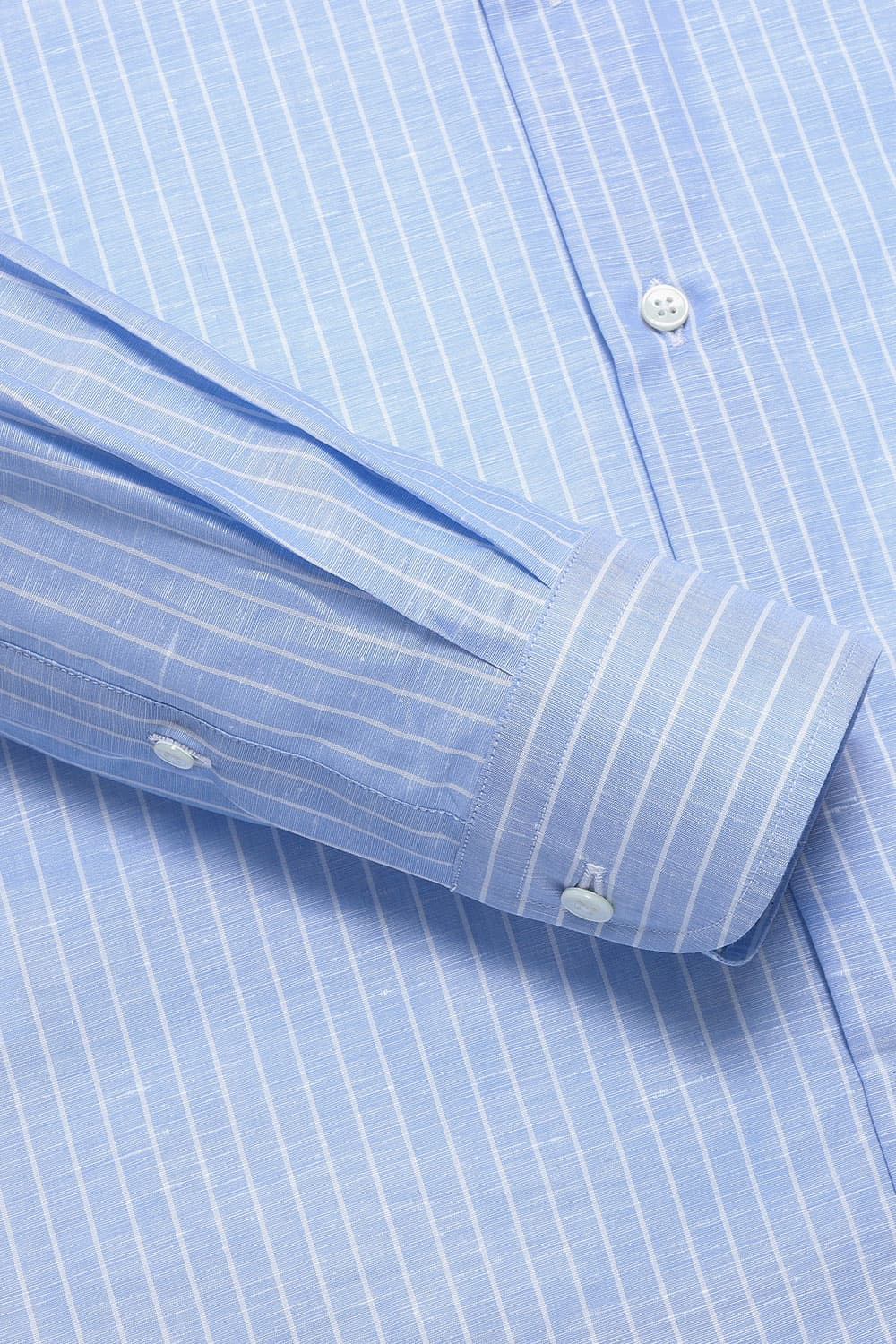 린넨 혼방 스트라이프 102 블루 셔츠