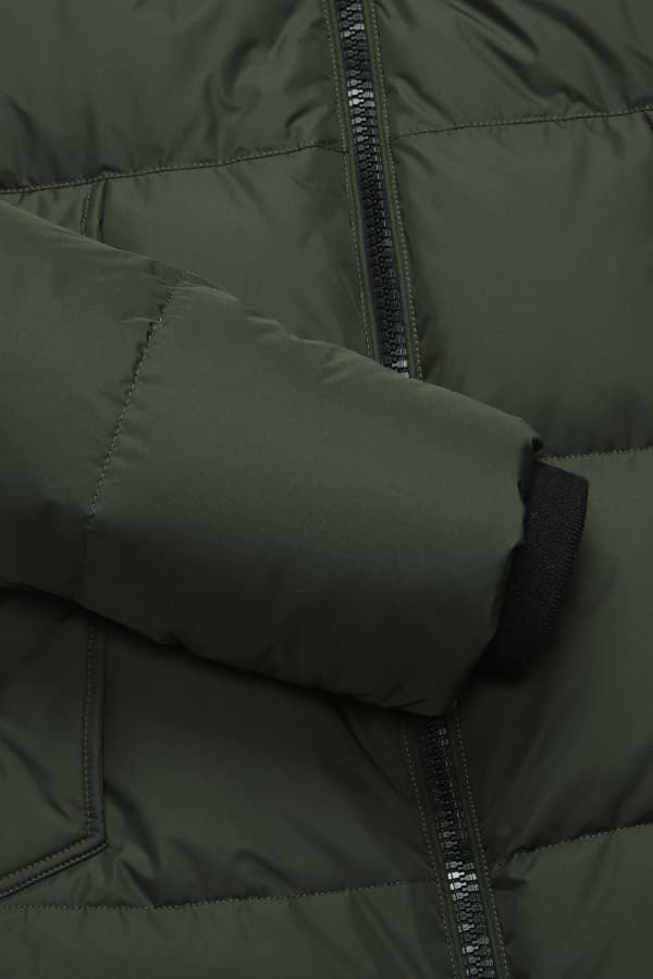 구스다운 후드 하프 806 다크카키 패딩 점퍼