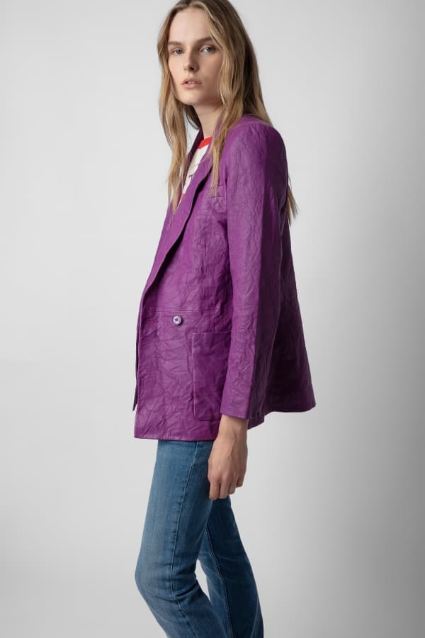 Visko Crinkled Leather Blazer